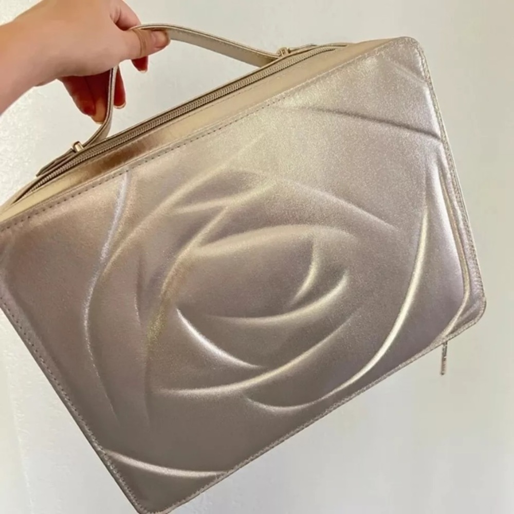 Lancôme Brushed Gold Metallic Makeup Case Bag Large